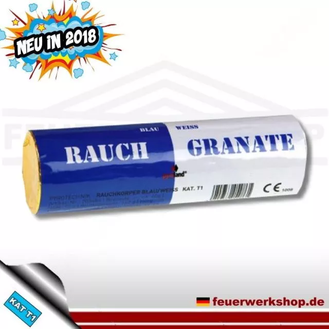 Rauchgranate mit zweifarbigen (blau/weiss) Ausstoß