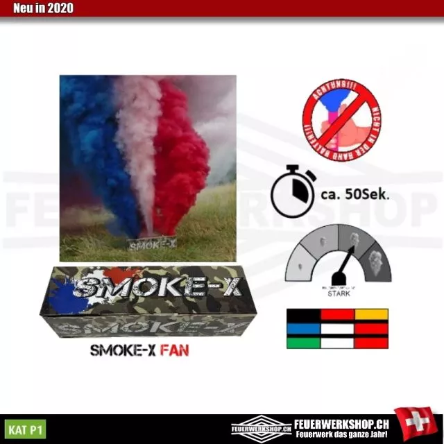 Ventaglio tricolore blu fumo / bianco / rosso (Francia) Smoke-X