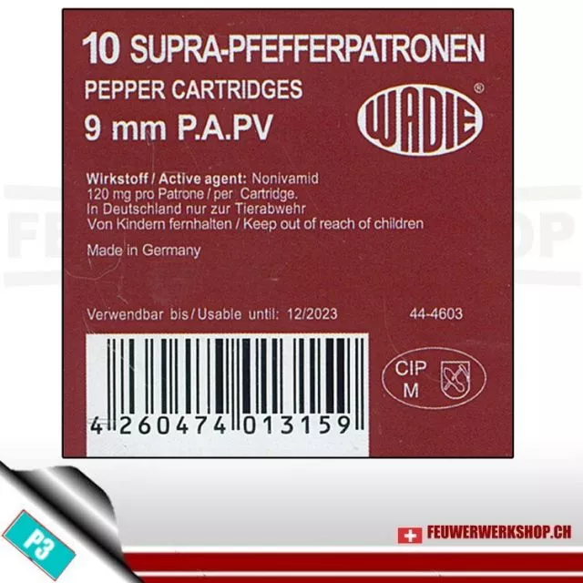 Wadie Supra Pfefferpatronen 9mm P.A.K.