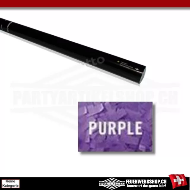 Paper streamer party cannon with purple paper streamers - 80cm