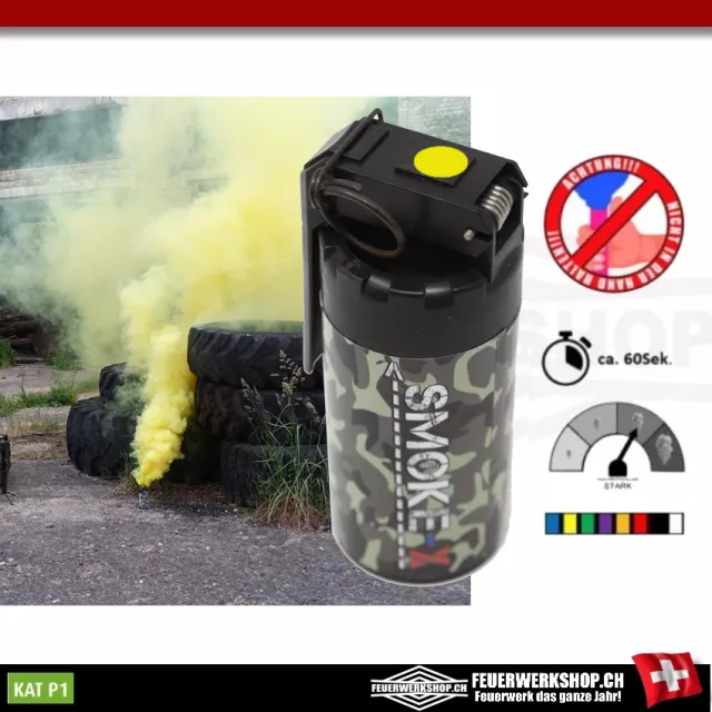 Grande grenade fumigène *Army* avec culbuteur - Jaune