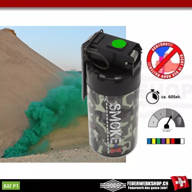 Grande grenade fumigène *Army* de SMOKE-X avec levier de basculement - Vert