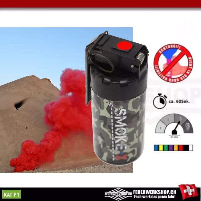 Large smoke grenade for paintball and airsoft (toggle lever - red)