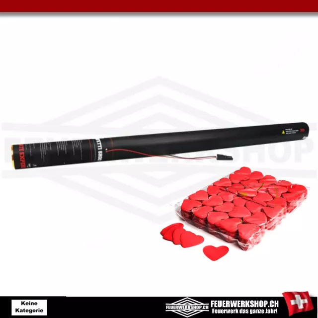 Confetti cannon electric 50cm red paper hearts